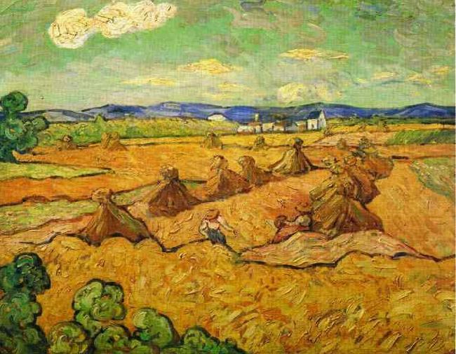 Vincent Van Gogh Wheatfield with sheaves and reapers Spain oil painting art